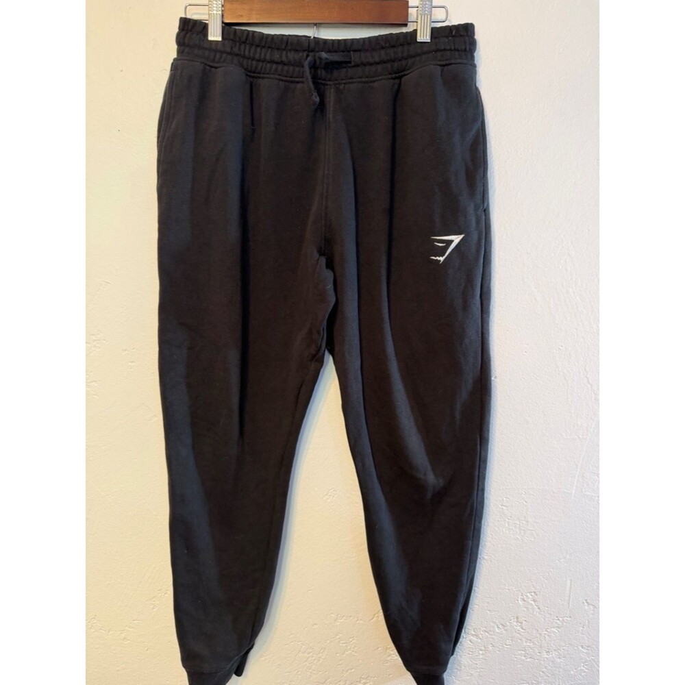 Gymshark Black Jogger Sweatpants with White Logo